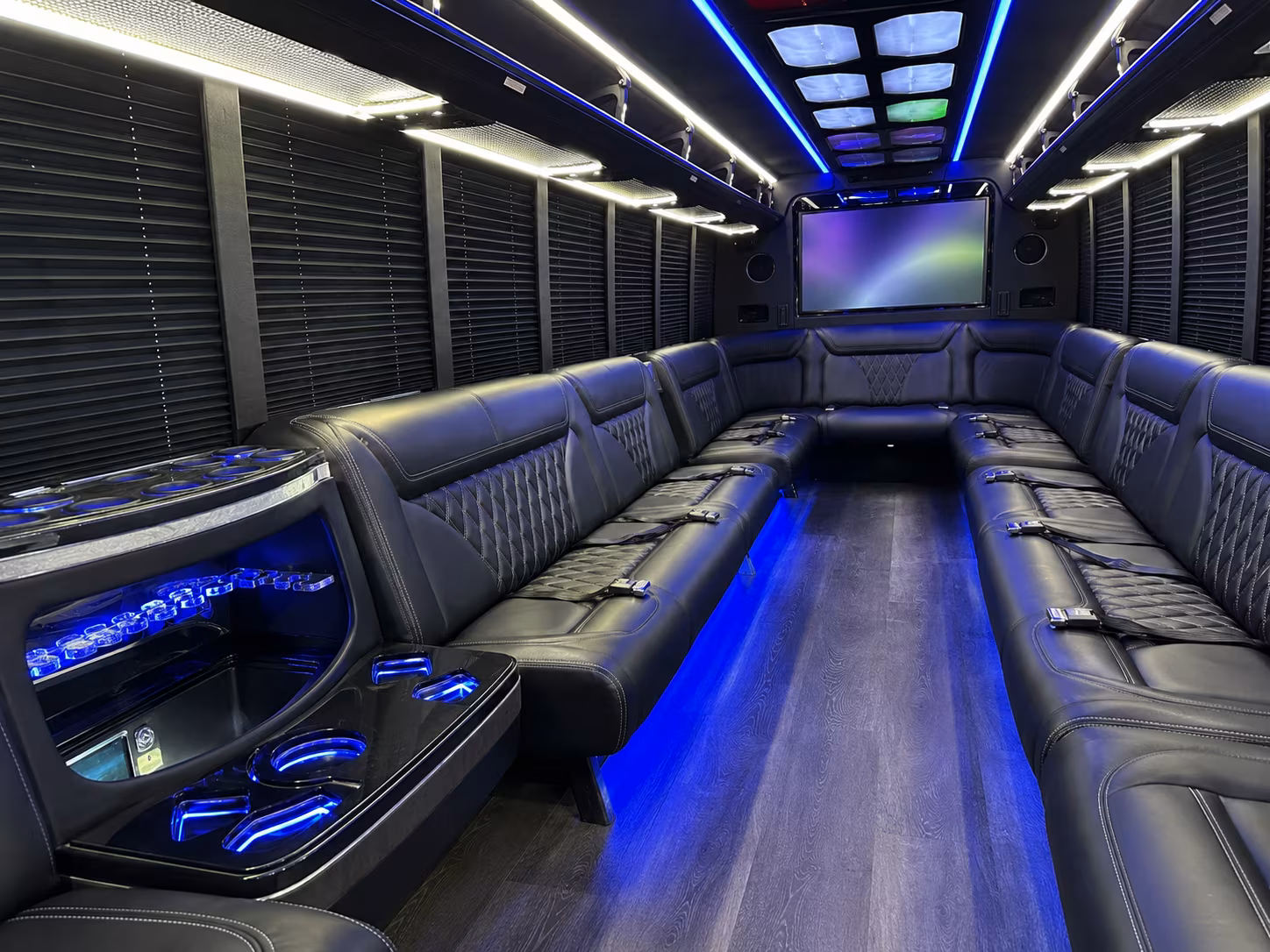 ventura 20 passenger party bus inside