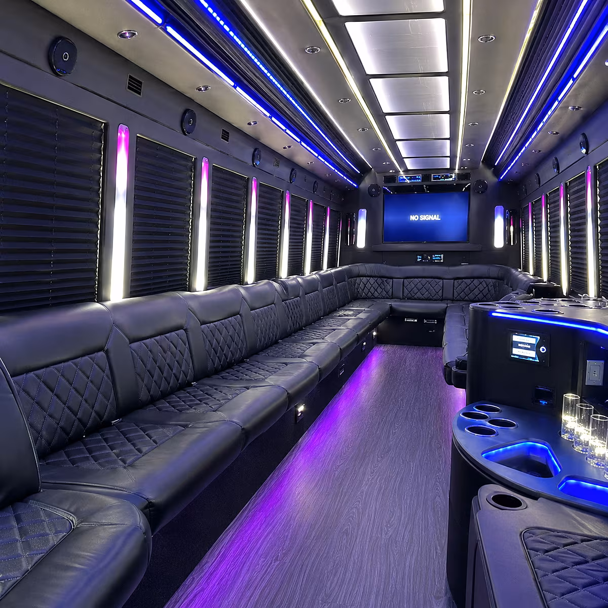ventura 30 passenger party bus inside