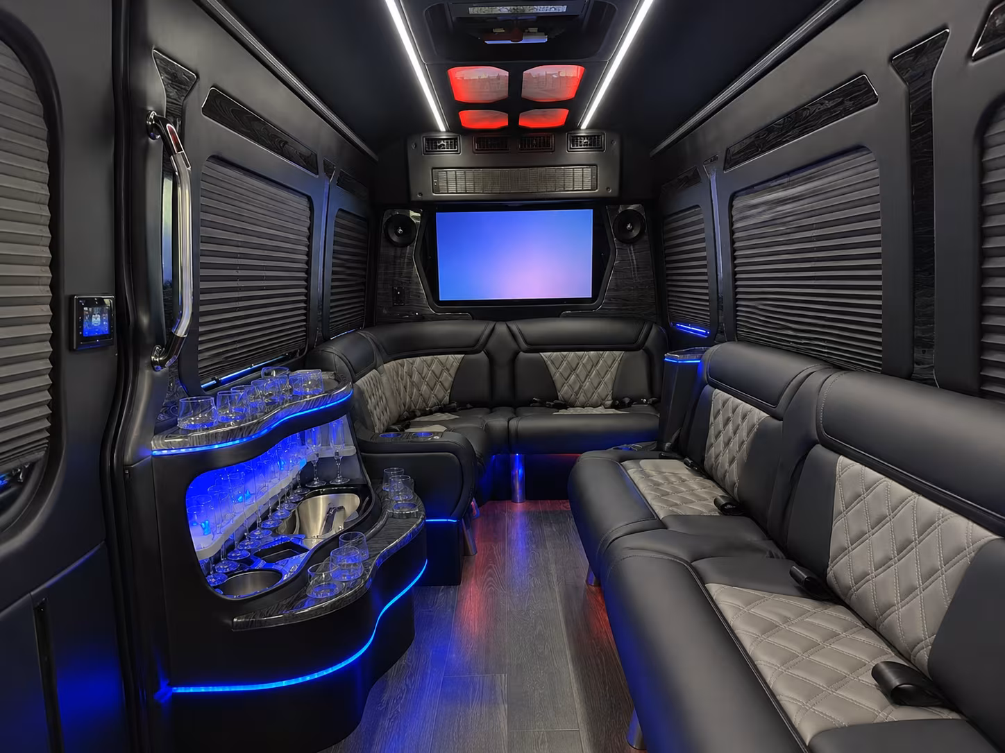 ventura 50 passenger party bus inside